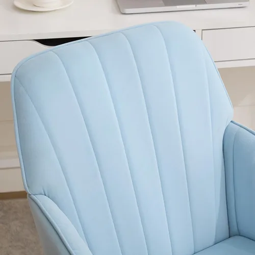 Miniatura 6 de Silla de oficina de terciopelo, sillas de escritorio tapizadas para oficina en casa con ruedas giratorias ajustables, ergonómica para sala de estar