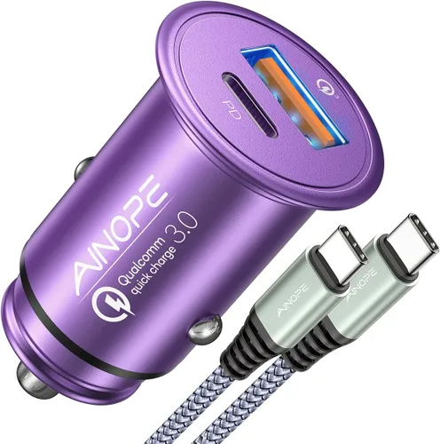 Miniatura 13 de AINOPE Cargador de coche de 67.5 W USB C de carga rápida, PD 45 W USB C cargador de coche carga rápida 【Mini y metal】 Adaptador de encendedor
