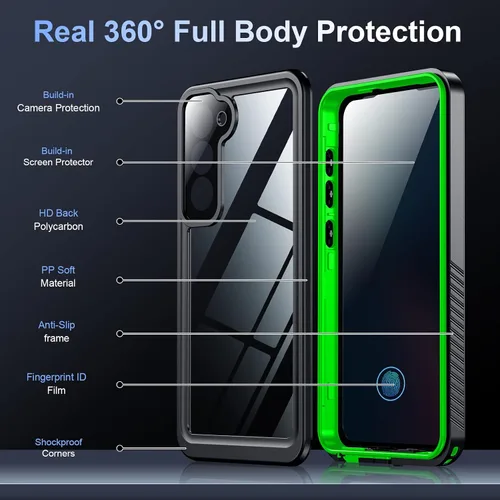 Miniatura 5 de Funda para Samsung Galaxy S23, lente y protector de pantalla incorporados a prueba de agua, cuerpo completo a prueba de golpes, a prueba de caídas
