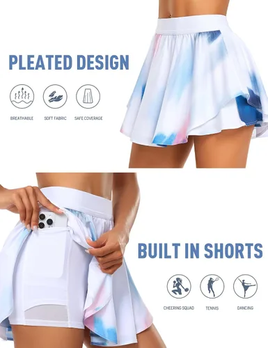 Miniatura 3 de JoyGirl Falda de tenis para mujer con pantalones cortos plisados para golf, cintura alta, para entrenamiento, atletismo, correr, faldas con bolsillos