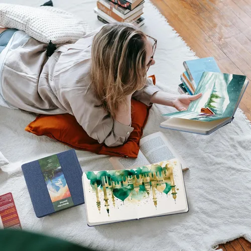 Miniatura 5 de Mooliwe 6 cuadernos de bocetos de acuarela, diario pequeño de acuarela de papel a granel para pintar 300 GSM, 140 libras, algodón prensado en frío