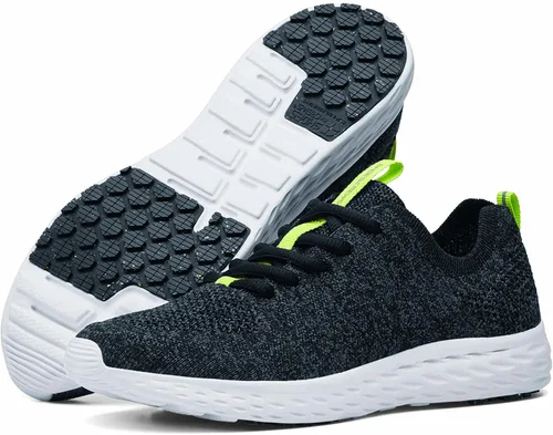 Shoes for Crews Everlight ECO, zapatos de trabajo antideslizantes para hombre, transpirables, ligeros, con cordones, resistentes al agua, NegroGris