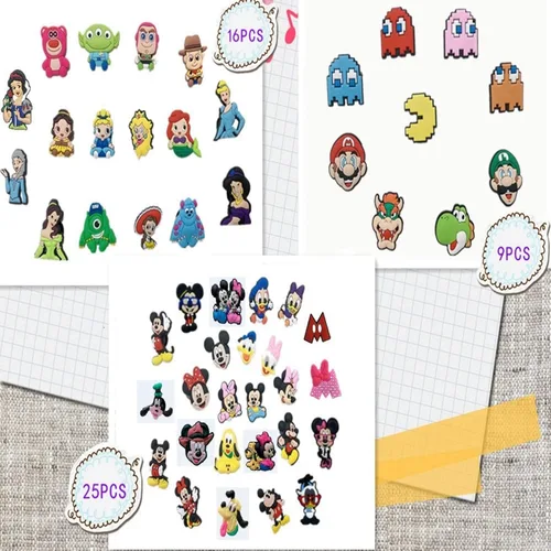 Miniatura 2 de 50 dijes de dibujos animados para zapatos de MarioMickeyVideojuegoPrincesa, etc. Dijes de cocodrilo para decoración de zapatos y pulsera, regalos