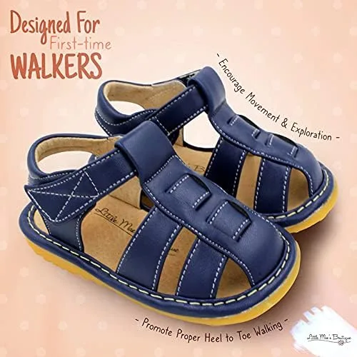 Miniatura 2 de Zapatos con para bebé de Little Mae's Boutique, color marrón, negro o azul marino, sandalias cerradas, zapatos ideales para caminar para bebés