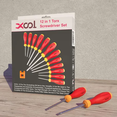 Miniatura 6 de XOOL Juego de destornilladores magnéticos Torx, 12 en 1 con T5 T6 T7 T8 T9 T10 T15 T20 T25 T27 T30 T40, juego de destornilladores estrella