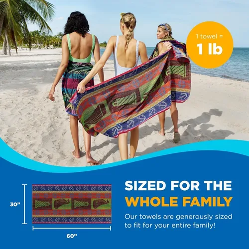 Miniatura 4 de Kaufman - Toallas de playa suaves de gran tamaño a granel Toallas de rizo de algodón impresas a granel de 30 x 60 pulgadas Toallas gruesas 100%