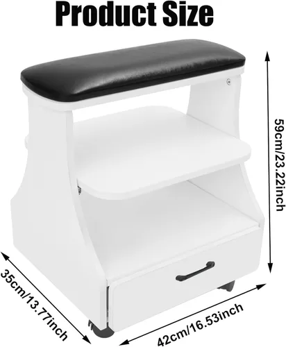 Miniatura 3 de Reposapiés portátil de pedicura con ruedas, taburete de pedicura, carrito para baño de pies, carrito de spa, soporte de uñas, muebles de manicura