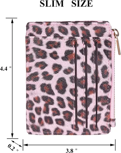 Miniatura 5 de Sodsay Estuche para tarjetas, cartera delgada con bolsillo frontal, para mujer, sujetatarjetas con llavero