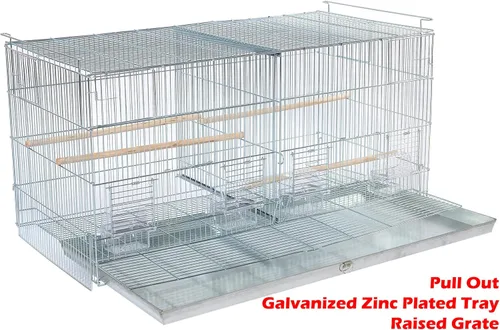 Miniatura 3 de Combo: Galvanizado galvanizado apilar y bloquear criador jaula de vuelo de aves crianza nido puerta separador extraíble con soporte rodante