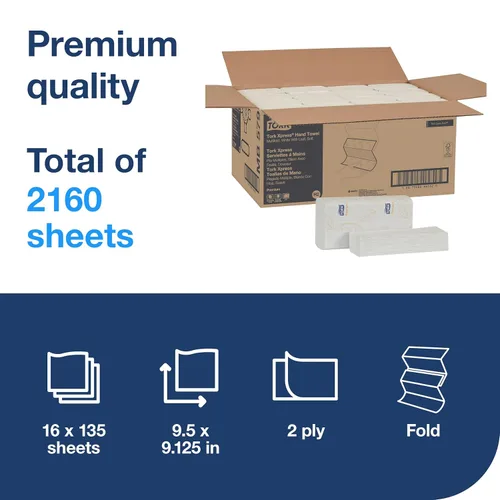 Miniatura 2 de Tork Soft Xpress Multifold Paper Hand Towels White, H2 System Compatible 16 Packs X 135 Towels Each (MB579)