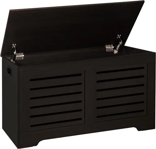 Miniatura 33 de DINZI LVJ Cofre de almacenamiento, caja de juguetes de madera de 39.4” con 2 bisagras de seguridad, banco de almacenamiento de zapatos retro