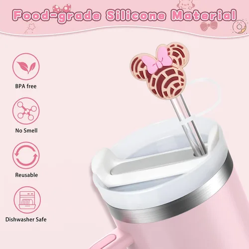 Miniatura 4 de 6 piezas de cubiertas para pajitas de vaso Stanley Cup Tumbler 30 oz / 40 oz, cubiertas para pajitas a prueba de fugas de 10 mm de silicona, lindas