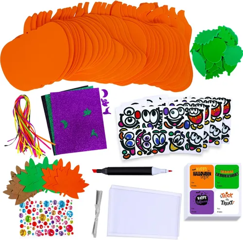 Miniatura 4 de Winlyn 36 juegos de decoraciones de calabaza de Halloween para otoño, kits de manualidades de calabaza, formas de calabaza de espuma con cara