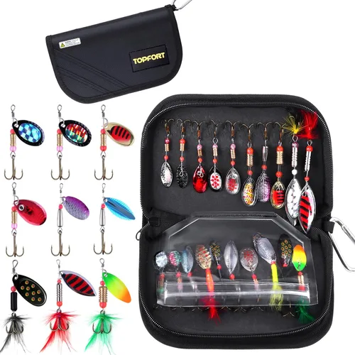 Miniatura 8 de TOPFORT Kit de 187/343 piezas de accesorios de pesca, Caja de aparejos de pesca organizada con aparejos incluidos, anzuelos de pesca, pesas de Kit