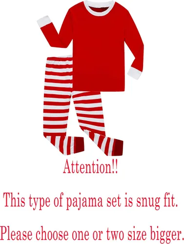 Miniatura 3 de Family Feeling - Conjunto de 2 piezas de pijama de Navidad a rayas para niños y niñas, 100 % algodón
