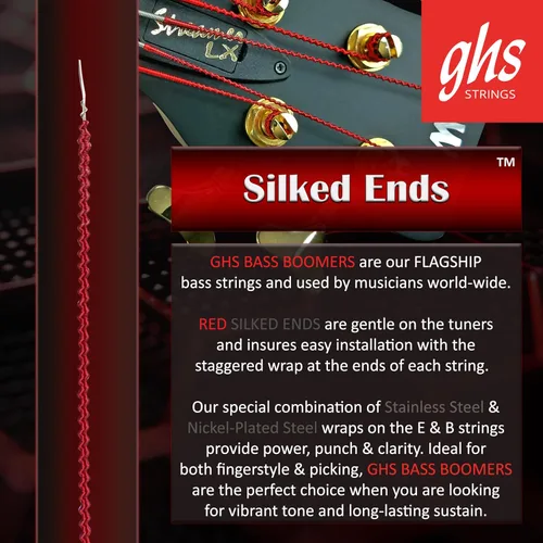 Miniatura 3 de GHS Strings RC-M3045 Round Core Bass Boomers, 4 juegos, calibre medio, 45-105, (bobinado de 37.25")