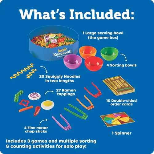 Miniatura 8 de Learning Resources Juego de motricidad fina Noodle Knockout - Juegos para niños de 4 a 8 años, juego de mesa para niños pequeños, juegos educativos
