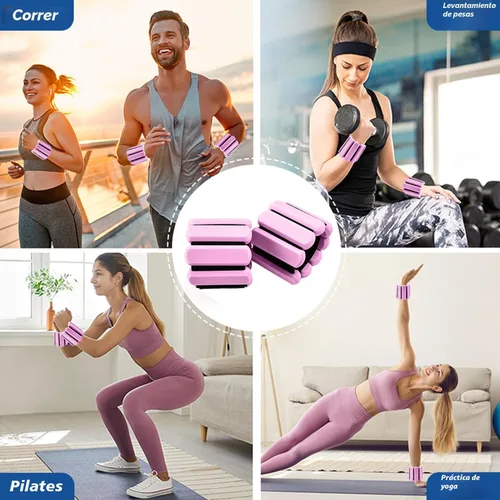 Miniatura 7 de Pesas ajustables de muñeca y tobillo para mujeres y hombres, paquete de 2 (1 libra cada una), brazalete de silicona con peso para pilates, gimnasio