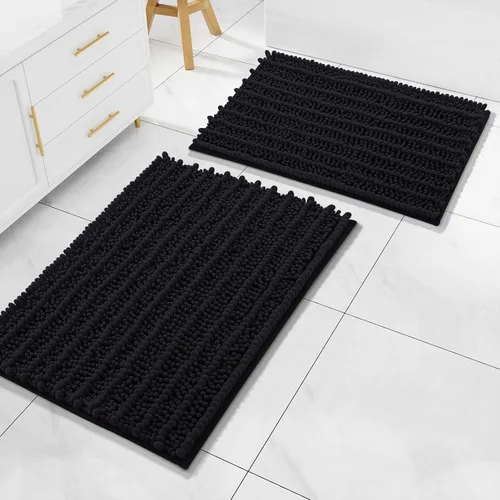 Miniatura 12 de Arotive Juego de 2 alfombras de baño de felpilla de lujo, extra suaves, absorbentes, peludas y alfombras de baño de contorno en forma de U