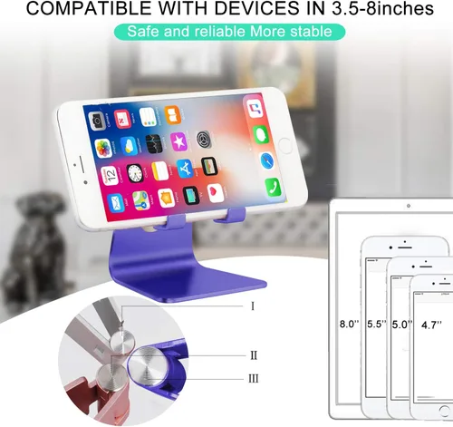 Miniatura 8 de Soporte ajustable para teléfono celular, soporte para tableta, escritorio de aluminio compatible con iPhone 12, iPad, Samsung Galaxy, Google todos