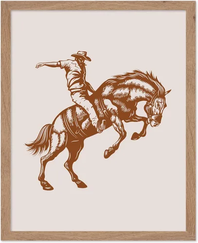 Miniatura 79 de Poster Master Póster de Rodeo marrón – Estampado retro de vaquero sobre caballo – Arte de vaquero – Arte occidental – Arte del salvaje oeste