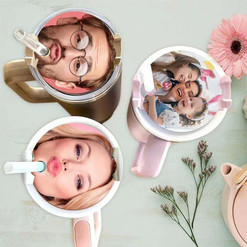 Miniatura 3 de Placa de identificación personalizada para taza, etiqueta de foto personalizada para tapa de caída, etiqueta fotográfica personalizada de 40 onzas