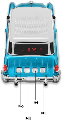 Miniatura 9 de WSTER Altavoz Bluetooth retro en forma de automóvil, calidad de sonido de alta definición, emparejamiento TWS, múltiples salidas de interfaz, Azul