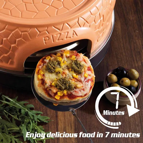 Miniatura 2 de Horno eléctrico de pizza para compartir pizza con cúpula de terracota, mini horno de pizza redondo para pizza, fiesta, fiesta en casa, 1150 W