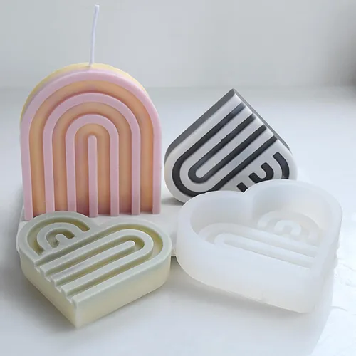 Paquete de 2 moldes de fundición de joyería de resina para puerta de arco y vela de línea de corazón, molde de silicona 3D para suministros de