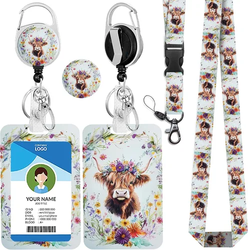 Miniatura 33 de Cordones azul bebé para llaves Portador de Insignias, Carrete de Insignias Retráctil con Clip de Mosquetón y Cordón Desmontable, Linda Tarjeta