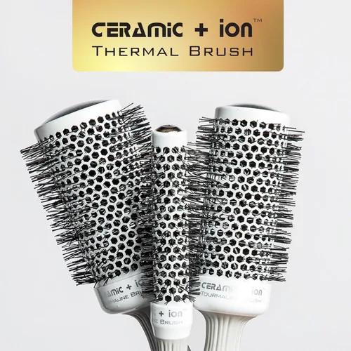 Miniatura 6 de Olivia Garden Ceramic + Ion Round Thermal Hair Brush - Not Electrical - Professional Blowout Brush for Normal to Thick Hair Blanco/Gris