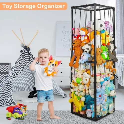 Miniatura 8 de FIOBEE Almacenamiento de animales de peluche, zoológico, tubo de PVC grueso, organizador de almacenamiento de juguetes con banda elástica, soporte
