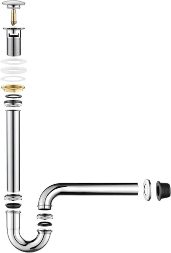 Miniatura 5 de Trampa para botella de tapón para fregadero de baño, en forma de U, kit completo de drenaje de entrada deslizante de 1-1/4 pulgadas, juego de Cromo