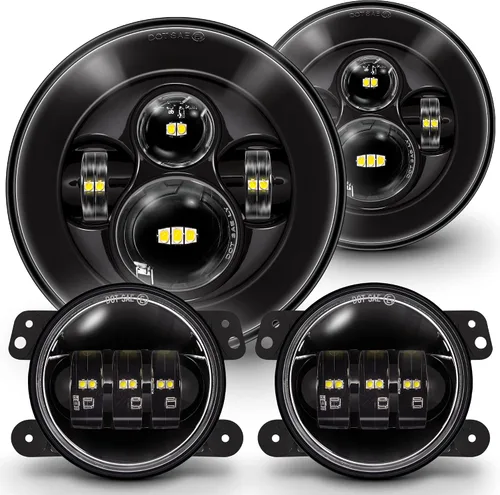 Miniatura 10 de TRUE MODS Faros LED de 7 pulgadas H6024 + luces antiniebla de 4 pulgadas para Jeep Wrangler JK Unlimited JKU Accesorios 2007-2018 [HALO DRL][Señales