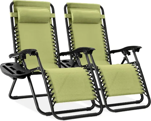 Miniatura 34 de Best Choice Products - Juego de 2 sillas reclinables y ajustables de malla y acero, sillas con sensación gravedad cero con cojines y bandejas