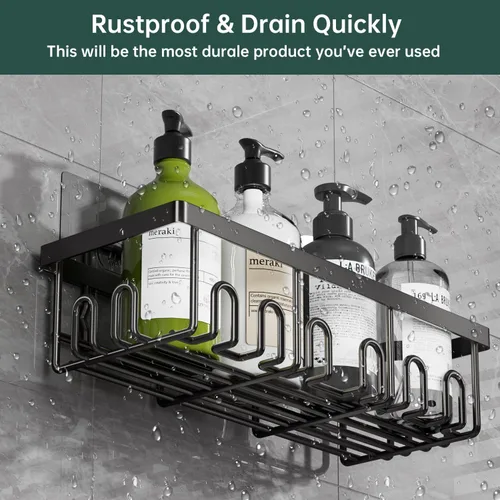 Miniatura 3 de Juego de 5 organizadores adhesivos para ducha, organizador de acero inoxidable a prueba de óxido para almacenamiento en el baño con gran capacidad
