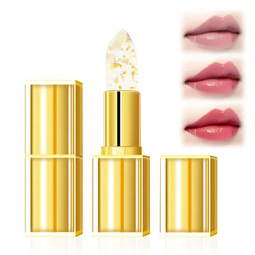 2 lápices labiales que cambian de color a prueba de transferencia, lámina dorada que cambia de color para mujeres, brillo labial hidratante