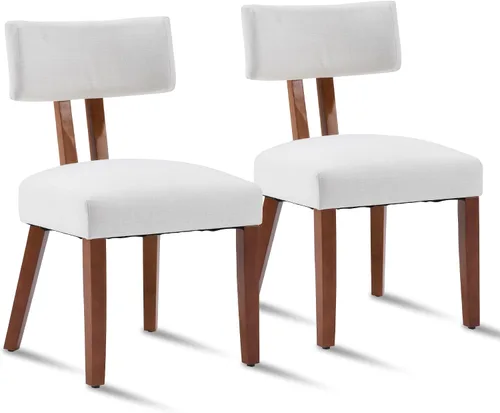 Miniatura 9 de MOJAY - Juego de 2 sillas de comedor, sillas de cocina modernas de mediados de siglo, sillas laterales de tela de lino estilo granja con respaldo