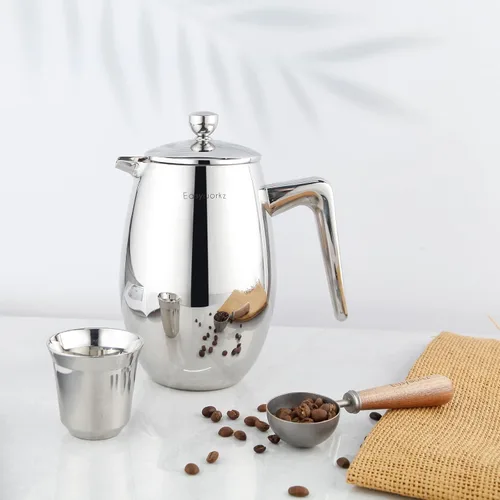 Miniatura 4 de Easyworkz Nando French Press - Cafetera térmica con aislamiento de doble pared de 12 onzas, cafetera de acero inoxidable 304