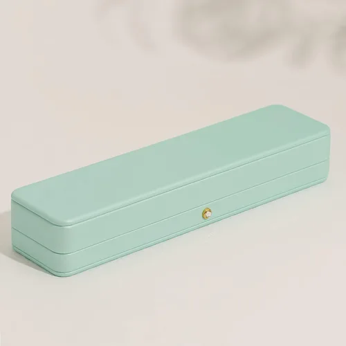 Miniatura 9 de Oirlv Hermosa caja de collar verde menta interior de terciopelo blanco cadena larga pulsera collar caja de almacenamiento