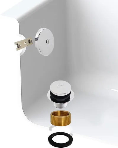 Miniatura 2 de Westbrass D931K-26 Juego de tapones de drenaje universales de 1-3/8 pulgadas con punta de punta fina de 1-3/8 pulgadas con placa frontal de Cromo