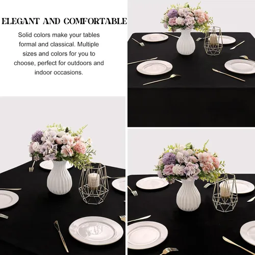 Miniatura 3 de Paquete de 4 manteles cuadrados de mesa de 52 x 52 pulgadas, mantel negro lavable a máquina, tela de poliéster, cubierta de mesa para comedor