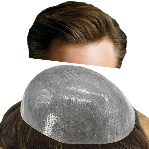 Miniatura 32 de Toupee para hombres Sistema de reemplazo de cabello humano real duradero invisible para hombre Toupee Hair Piece para hombres Poly Men Sistema