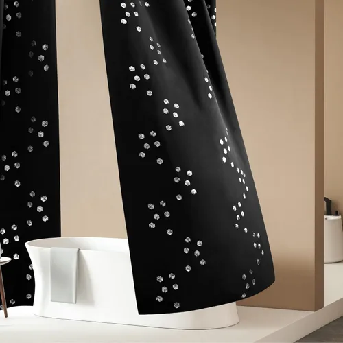Miniatura 4 de Deconovo Cortinas opacas, cortinas negras con aislamiento térmico con ojales, estampado de lámina cúbica plateada, cortinas de ahorro de energía, 52