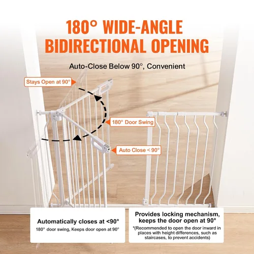 Miniatura 4 de VEVOR - Puerta de bebé extra ancha de 29.5-46" para escaleras, puerta de cierre automático para perros para la casa, puertas para mascotas de fácil