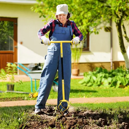 Miniatura 6 de Altdorff Taladro manual para jardinería, cultivador manual de garra de jardín con mango ergomómico, cultivador de acero, aireador de césped