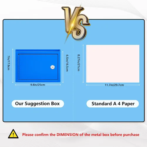 Miniatura 2 de Kyodoled Caja de Sugerencias, Buzón con Cerradura, Caja para Llaves, Buzón de Correo Montado en la Pared, Caja de Seguridad con Cerradura, Urna Azul
