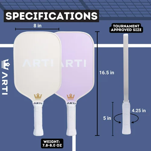 Miniatura 4 de ARTI Juego de 2 palas de pickleball aprobadas por USAPA, 2 raquetas de pickleball, 4 bolas y 1 bolsa de transporte portátil Perros y jirafas