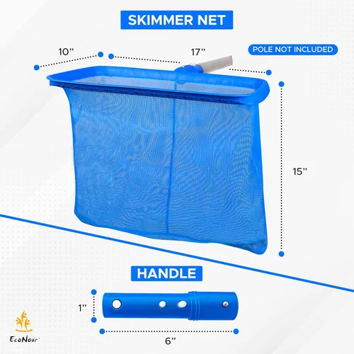 Miniatura 3 de EcoNour Red de desnatador de piscina, rastrillo profesional de malla ultra fina para limpiar hojas y escombros, marco fuerte que se adapta a postes