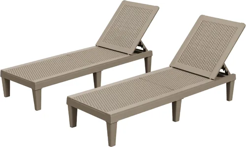 Miniatura 13 de Homall Juego de 2 tumbonas para patio, sillas ligeras para exteriores, 5 ajustes de posición, respaldo para piscina exterior, jardín, patio y playa